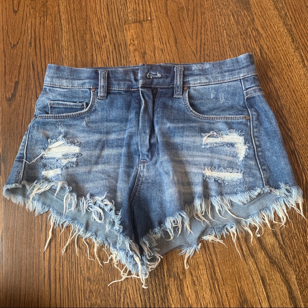Ripped jean shorts